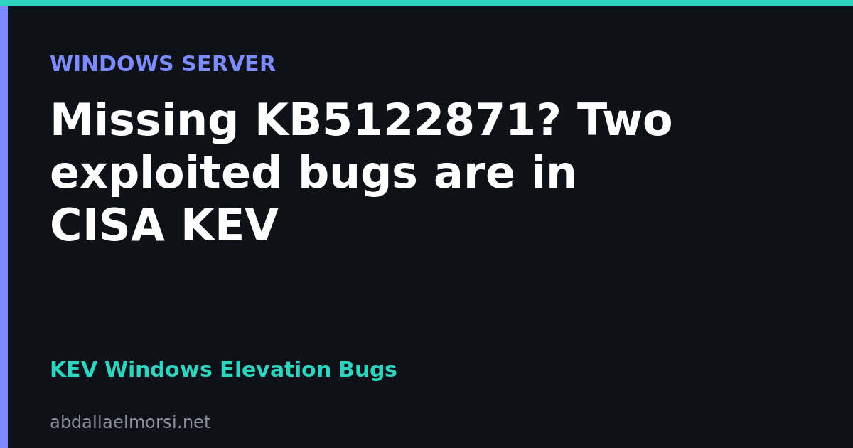 Missing KB5122871? Two exploited bugs are in CISA KEV