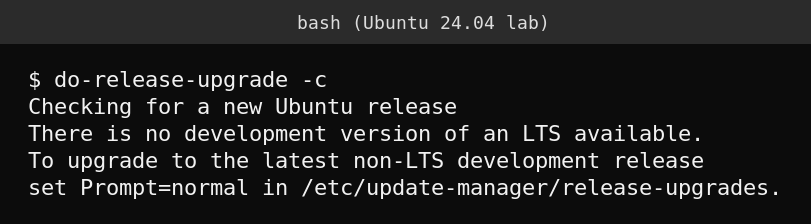 do-release-upgrade -c output on an Ubuntu 24.04 lab machine