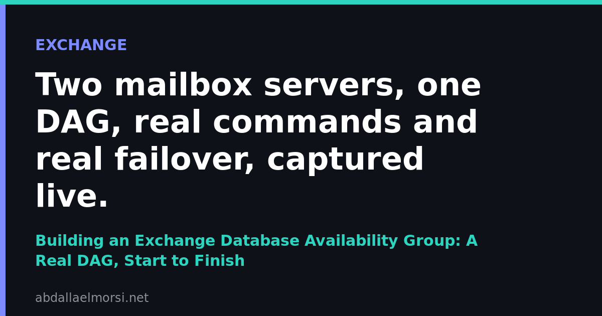Building an Exchange Database Availability Group: A Real DAG, Start to Finish