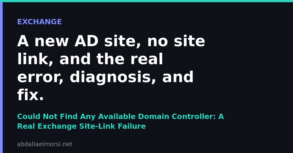 Could Not Find Any Available Domain Controller: A Real Exchange Site-Link Failure
