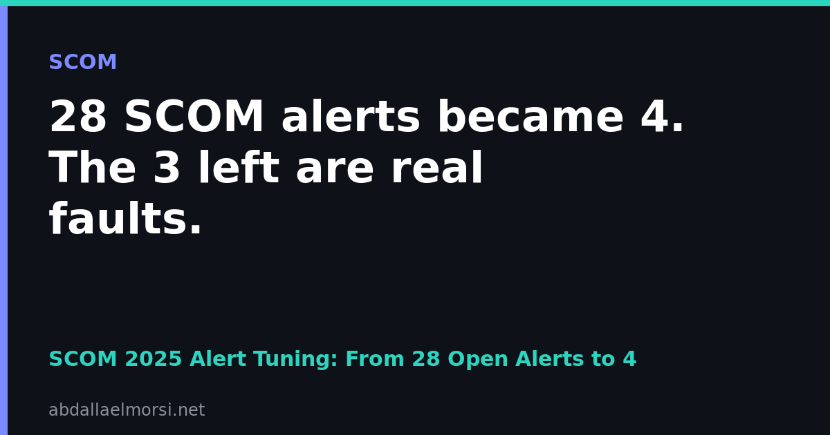 SCOM 2025 Alert Tuning: From 28 Open Alerts to 4 (and the 3 You Must Not Hide)