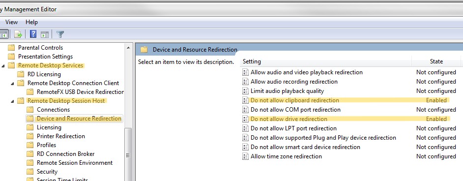 Disable Clipboard Redirection