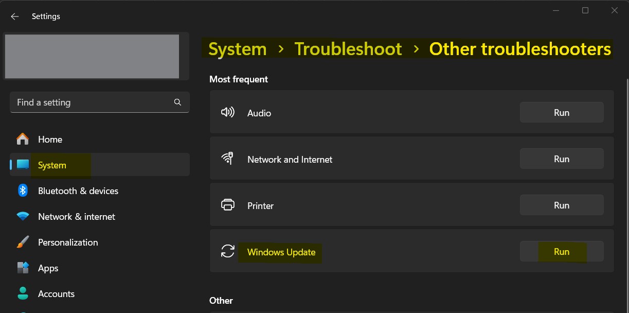 Windows Update Troubleshooter Screenshot